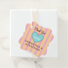Roze Beige Strepen Blauwe Hart Trouw Dank Je Bedankjes Labels