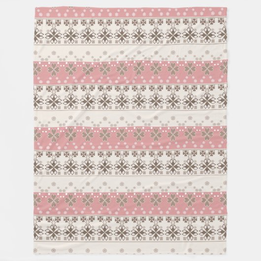 Roze beige versiering fleece deken (Voorkant)