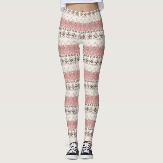 Roze beige versiering leggings (Voorkant)