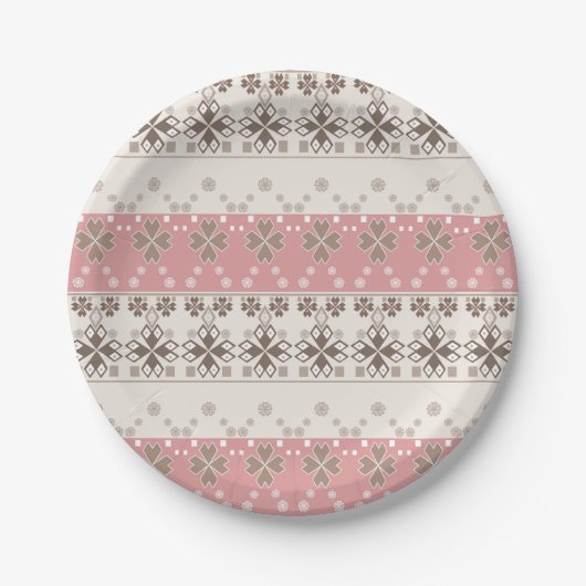 Roze beige versiering papieren bordje (Voorkant)