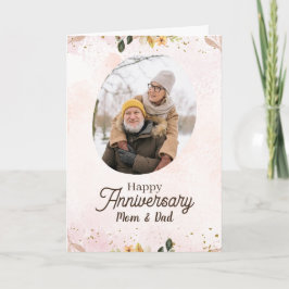 Roze Beige Waterverf Esthetische Happy Jubileum Kaart