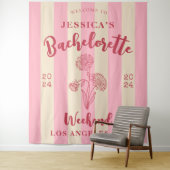 Roze Beige Welkom vrijgezellenfeest Geboortemaand  Wandkleed (In situ)