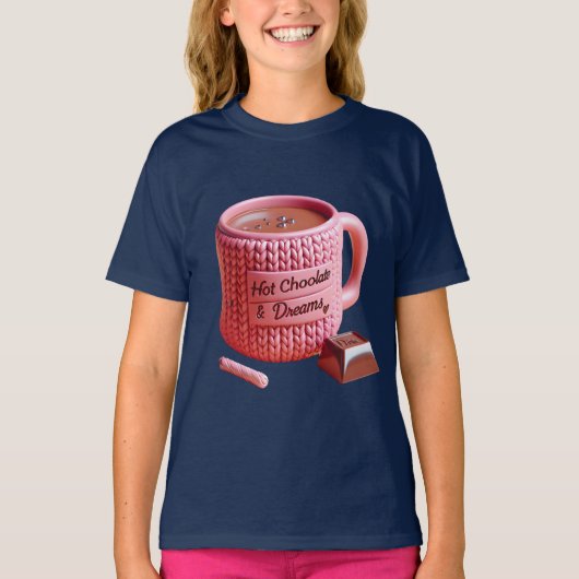 Roze beker en chocolade t-shirt (Voorkant)