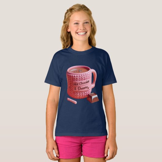 Roze beker en chocolade t-shirt (Voorkant volledig)