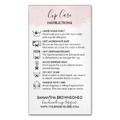 Roze bekerverzorgingsinstructie  magnetisch visitekaartje (Voorkant Verticaal)