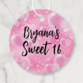 Roze belhartjes Cute 90's verjaardag Sweet 16 Bedankjes Labels (Achterkant)