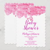 Roze bellen Baby shower uitnodiging (Voorkant / Achterkant)