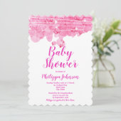 Roze bellen Baby shower uitnodiging (Staand voorkant)