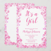 Roze bellen Baby shower uitnodiging (Voorkant / Achterkant)