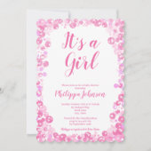 Roze bellen Baby shower uitnodiging (Voorkant)