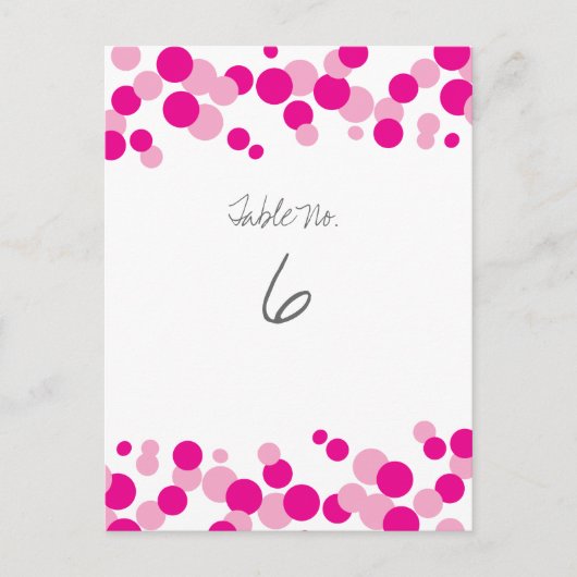 Roze bellen Confetti Tabelnummerkaarten Briefkaart (Voorkant)