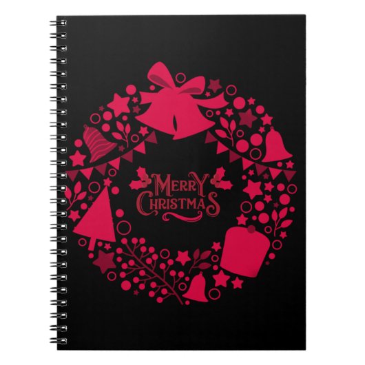 Roze Bellen Kerstmis Notitieboek (Voorkant)