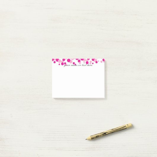Roze bellenmonogram Post-it® notes (Op bureau)