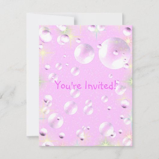 Roze bellenuitnodiging kaart (Voorkant)