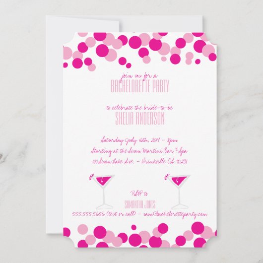 Roze belletjes Bachelorette Party Kaart (Voorkant)