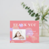 Roze belletjes Birthday Foto Hartelijk dank Briefk Uitnodiging Briefkaart (Staand voorkant)