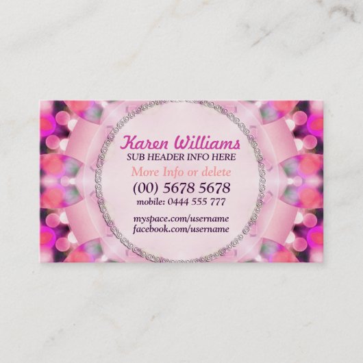 Roze belletjes branden energie-Visitekaartje Visitekaartje (Voorkant)