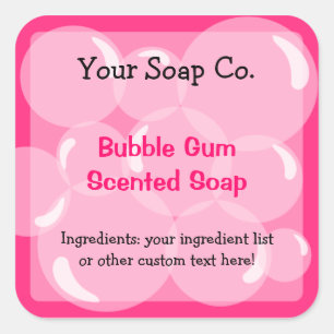 Roze belletjes bubble gom zeep Label