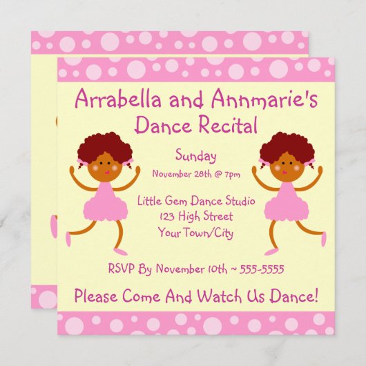 Roze belletjes Dance Overweging Uitnodiging (Voorkant / Achterkant)