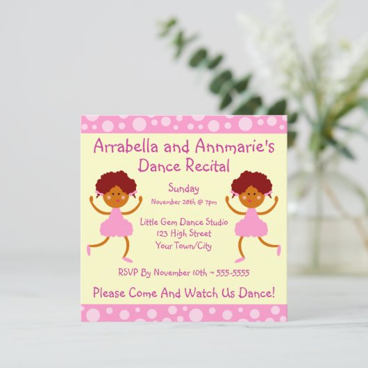 Roze belletjes Dance Overweging Uitnodiging (Staand voorkant)