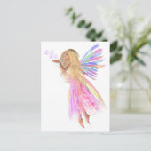 Roze belletjes fairy briefkaart (Staand voorkant)