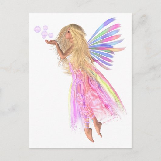 Roze belletjes fairy briefkaart (Voorkant)