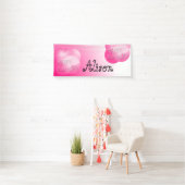 Roze belletjes Happy Birthday banner (Insitu)