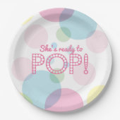 Roze belletjes klaar voor Pop Bord Baby shower pap (Voorkant)