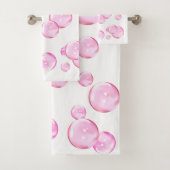 Roze belletjes op wit bad handdoek (Insitu)