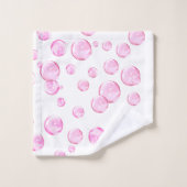 Roze belletjes op wit bad handdoek (Wasdoekje)
