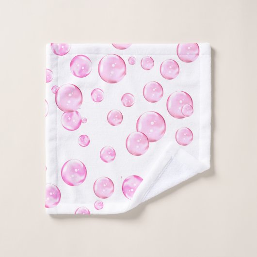 Roze belletjes op wit bad handdoek (Wasdoekje)