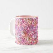 Roze belletjes patroon retro mok (Voorkant links)