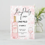 Roze belletjes uitnodiging op zaterdag (Staand voorkant)