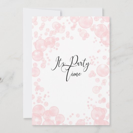 Roze belletjes uitnodiging op zaterdag (Achterkant)