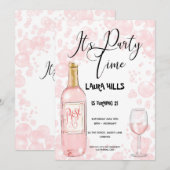 Roze belletjes uitnodiging op zaterdag (Voorkant / Achterkant)