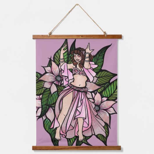 Roze Belly Dancer Shimmy Hangend Wandkleed (Voorkant)