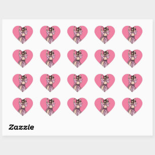 Roze Belly Dancer Valentijnsdag Heart Hart Sticker