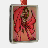 Roze Belly danser Metalen Ornament (Rechts)