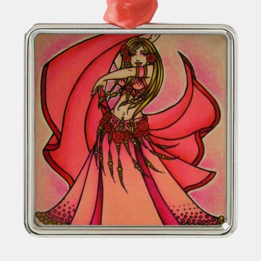 Roze Belly danser Metalen Ornament (Voorkant)