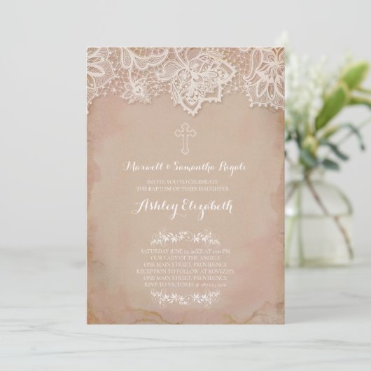 Roze Benoeming Uitnodiging, Baby Girl Kaart (Staand voorkant)