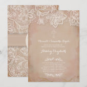 Roze Benoeming Uitnodiging, Baby Girl Kaart (Voorkant / Achterkant)