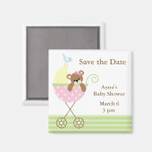 Roze Beren Baby shower Bewaar de datum Magneet (Voorkant / Achterkant)
