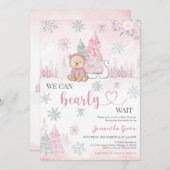 Roze Beren Baby shower Kaart (Voorkant / Achterkant)