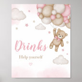 Roze Beren ballon Baby shower Drinken Poster (Voorkant)