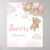 Roze Beren ballon Baby shower gunsten Poster (Voorkant)