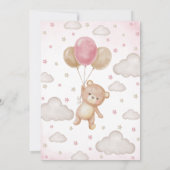 Roze Beren ballon Baby shower Kaart (Achterkant)