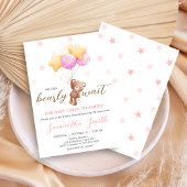 Roze Beren ballon Baby shower Kaart
