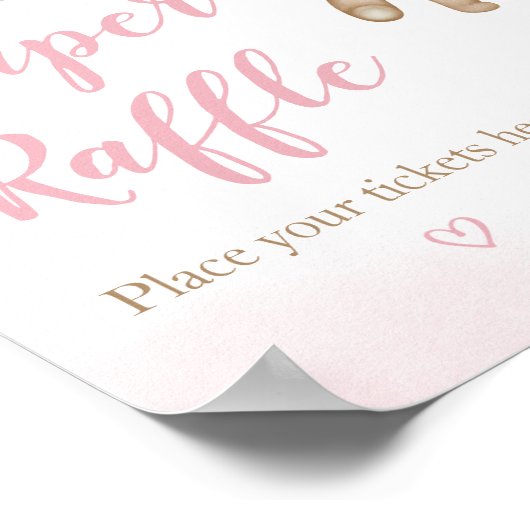 Roze Beren ballon Baby shower luier Raffle Poster (Hoek)