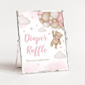 Roze Beren ballon Baby shower luier Raffle Poster
