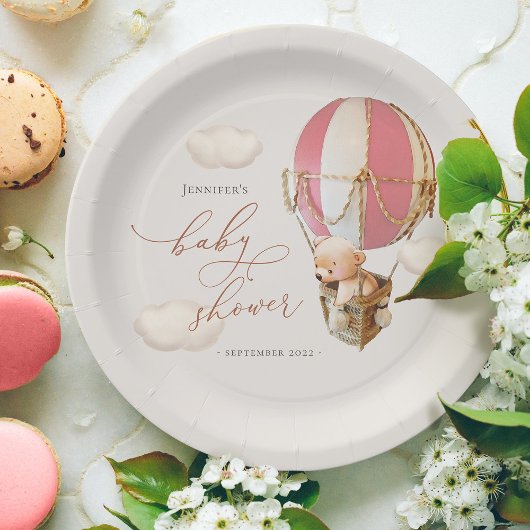 Roze Beren ballon Baby shower papier Papieren Bordje